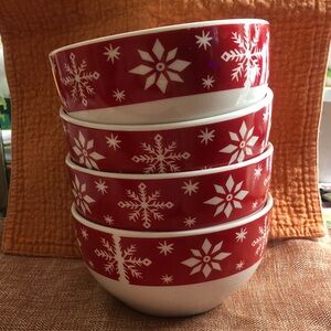 Red Snowflake Bowls Set Royal Norfolk